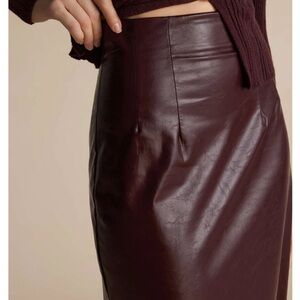 Elegant Burgundy Faux Leather Skirt. NWT. Never Worn.